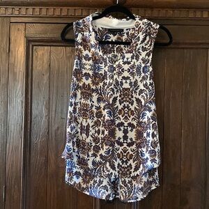 Sanctuary Blue and Brown Sleeveless Blouse XS